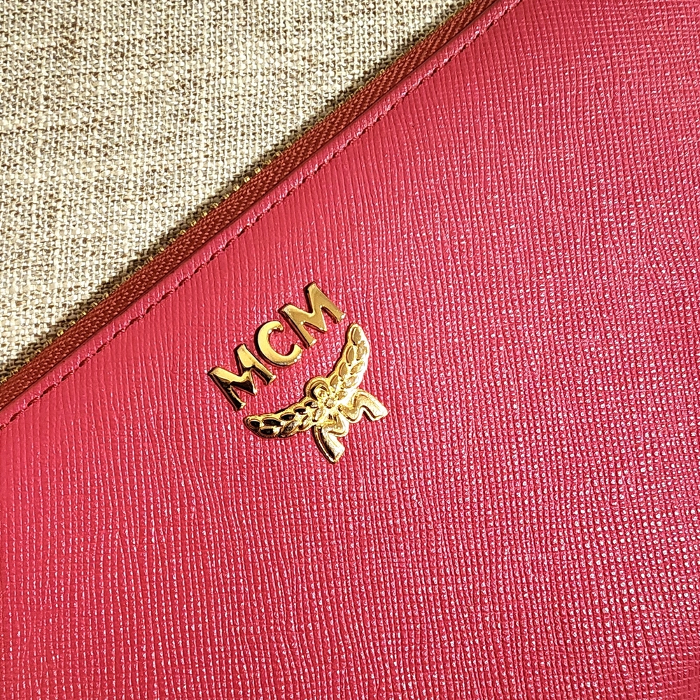 MCM Saffiano Leather Lovely Coral Pink Wallet With Gold Color Hardware - Picture 3 of 9